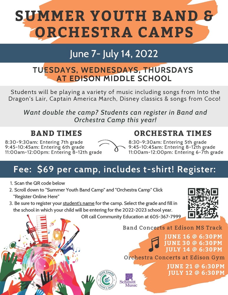 Summer Youth Band & Orchestra Camps Terry Redlin Elementary School