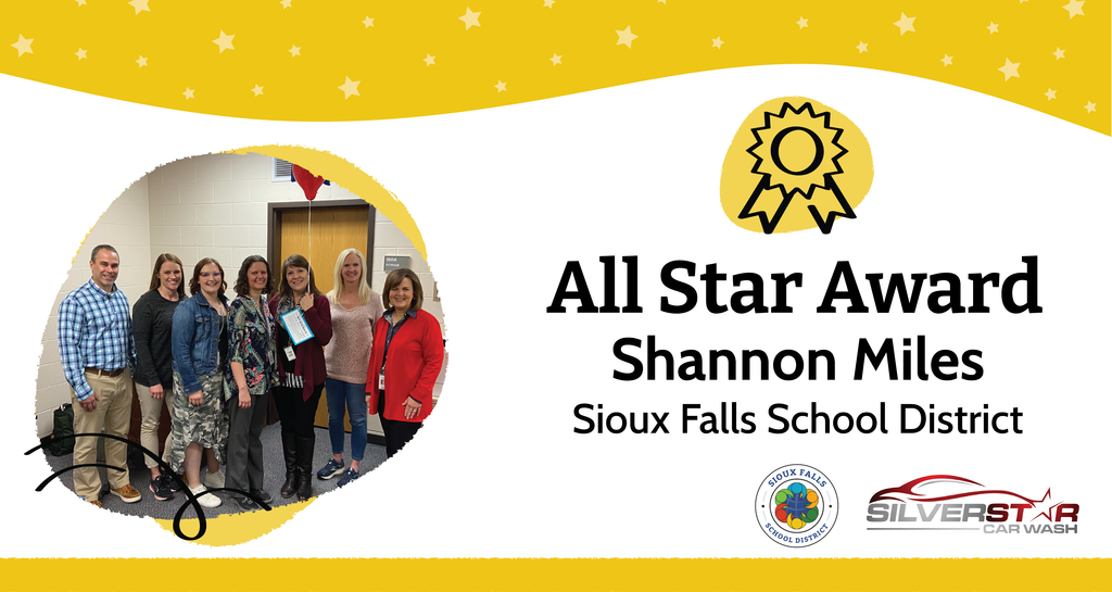 All Star Award graphic with Districtwide Teacher of the Visually Impaired, Shannon Miles