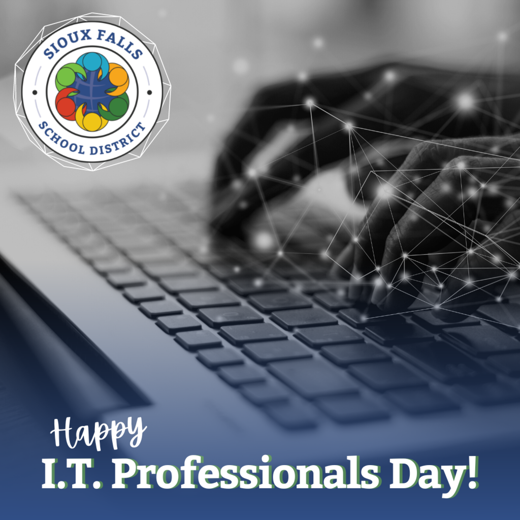 An image of someone typing on a computer with the words "Happy I.T. Professionals Day" over it. 