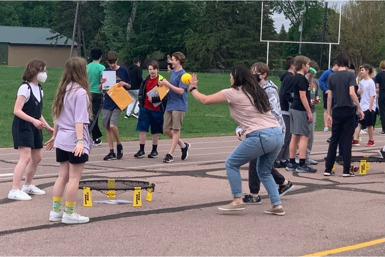 students playing a game on at the track